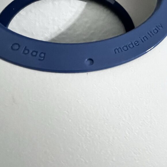 O bag Classic White Shell Blue Handles Liner Whipstitch Strap Modular Italy - Picture 12 of 16